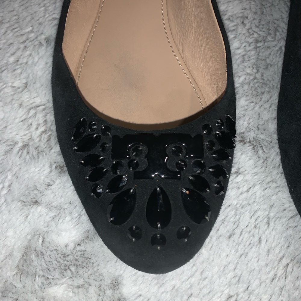 Tory Burch Delphine Black Suede Flats - Picture 2 of 8